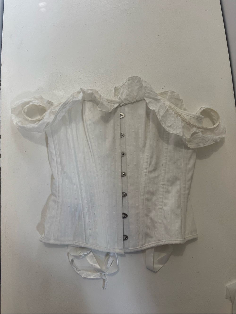 Corset Story Steel Boned Off Shoulder White Ruffle Fashion Corset UK8